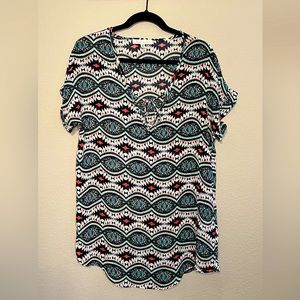Francesca’s | Geometric Tribal Print Pattern Design Swim Cover Up Sheer